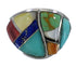 Southwest Sterling Silver Multicolor Inlay Ring Size 4-1/2 QX75616